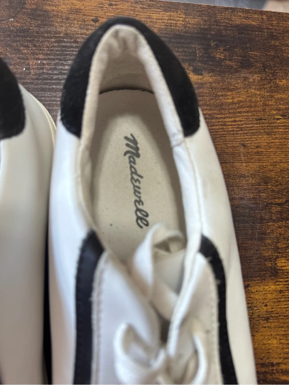 Madewell Sidewalk Low-Top Leather Sneakers White Black w6/m4.5
